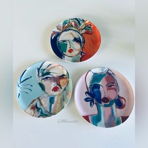 Vintage Anthropologie Set of 3 Belle D'Isle Dessert Plate
